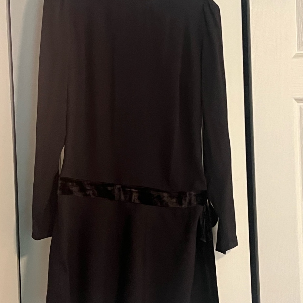 Reformation Black Mini Dress with Velvet Accents - Picture 4 of 5